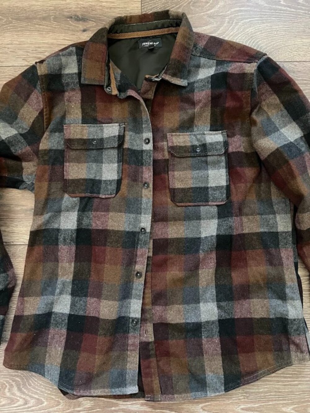 JEREMIAH Plaid Flannel Wool Blend Long Sleeve Shirt Size Large